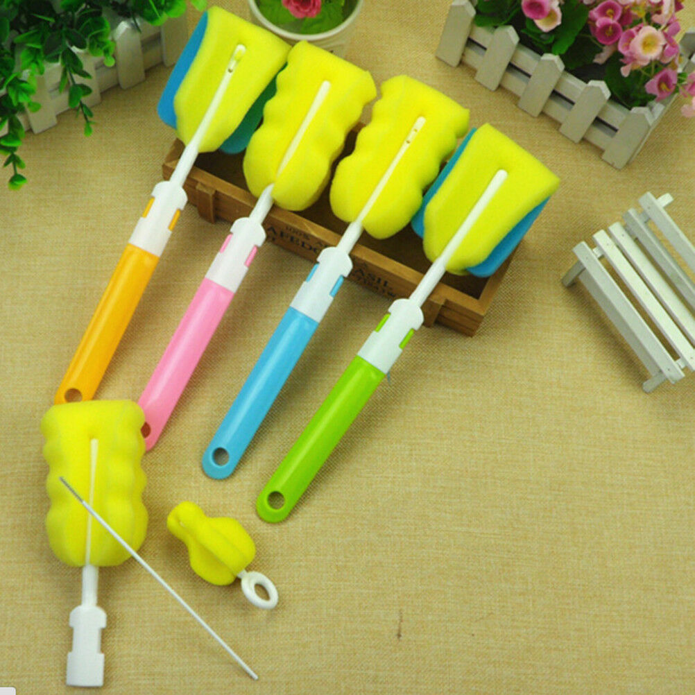 4pcs Sponge Baby Bottle Clean Brush Sponge Cleaner Brush Pacifier .xy