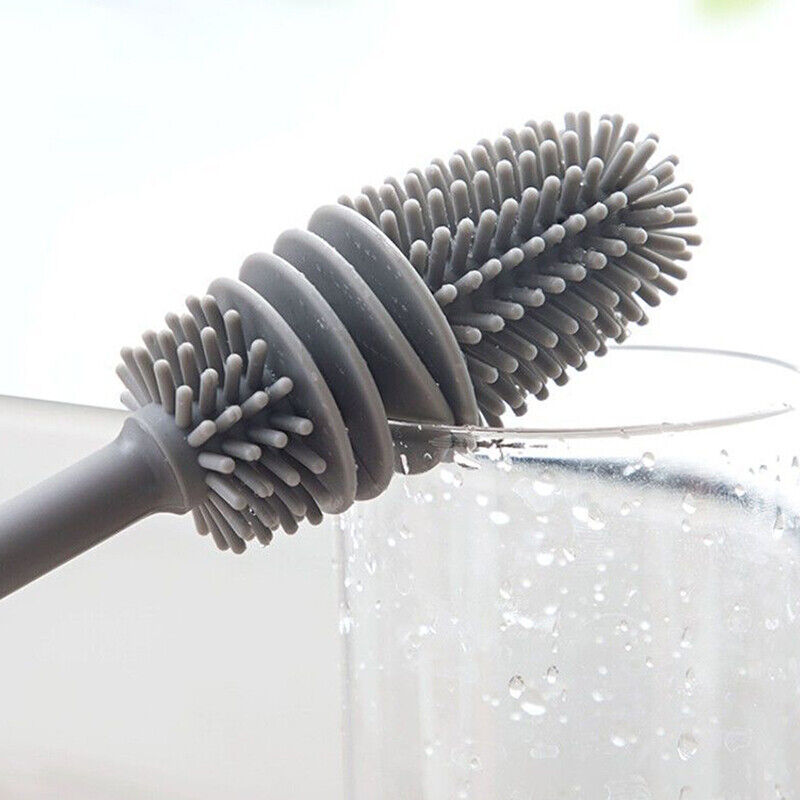 Silicone Milk Bottle Brush 360 Long Handle Cup Brush Household Cleaning BrusB1:
