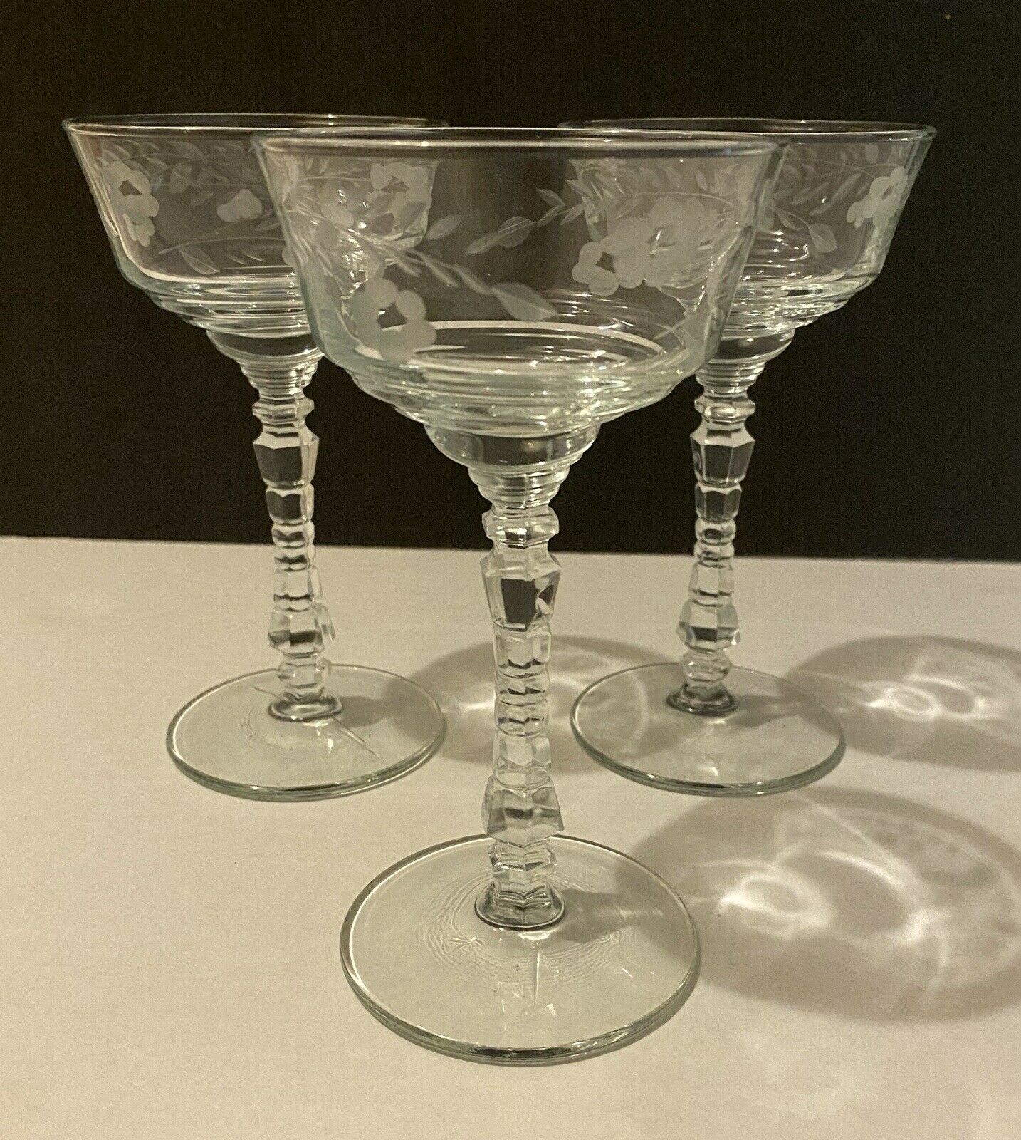Set/3 Rock Sharpe Halifax Crystal Liquor/Cocktail Glasses, Cracked Base SEE PICS