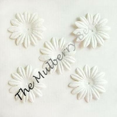 20 1" White Mulberry Paper Daisy Flowers, Cards Scrapbk