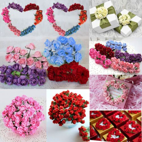 72pcs Artificial Paper Rose Flower Buds Mini Bouquet Party Wedding Decoration