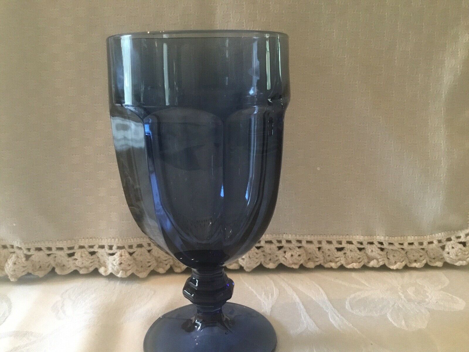 Vintage (1) Libbey Gibraltar Duratuff 16 Oz.dark Blue Iced Tea/ Water Goblet