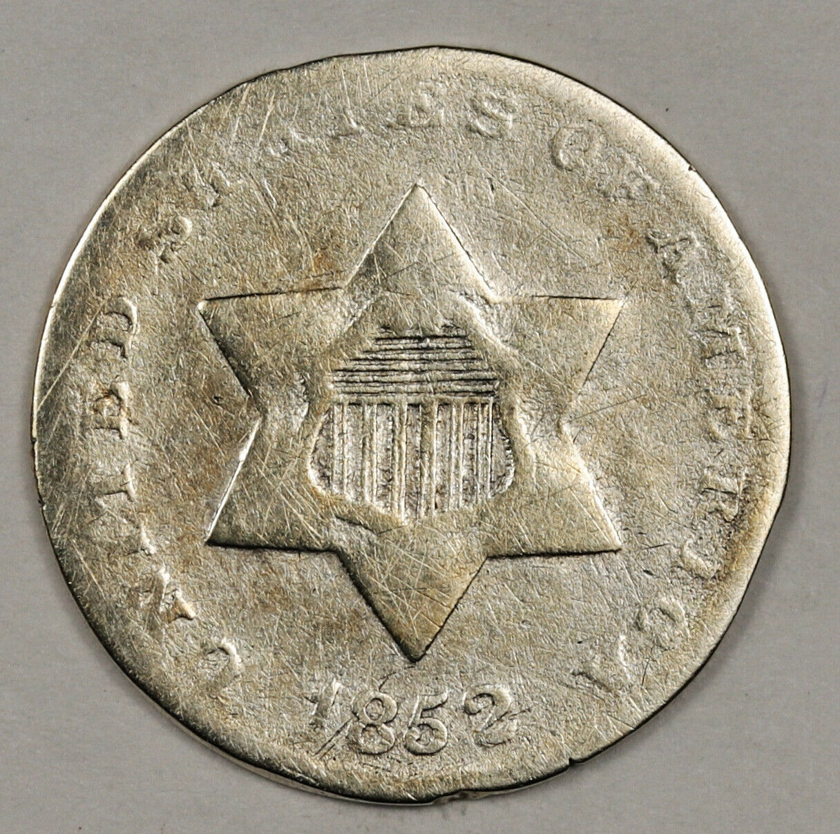 1852 Three Cent Silver.  Circulated.  152619