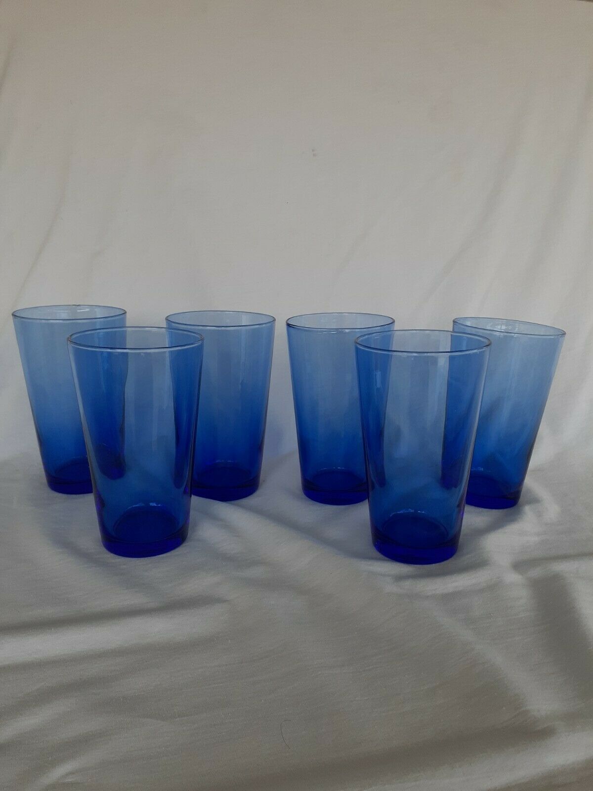 Set of 6 Libbey Flare Mediterranean Blue Flat Glasses,Tumblers (16 oz)