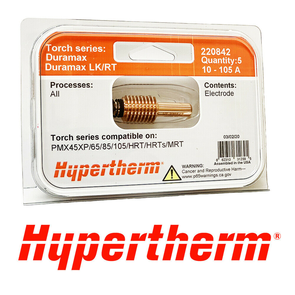 Genuine Hypertherm Electrode 220842 5 Pack 10a 105a Plasma 45xp 65 85 105 Hrt