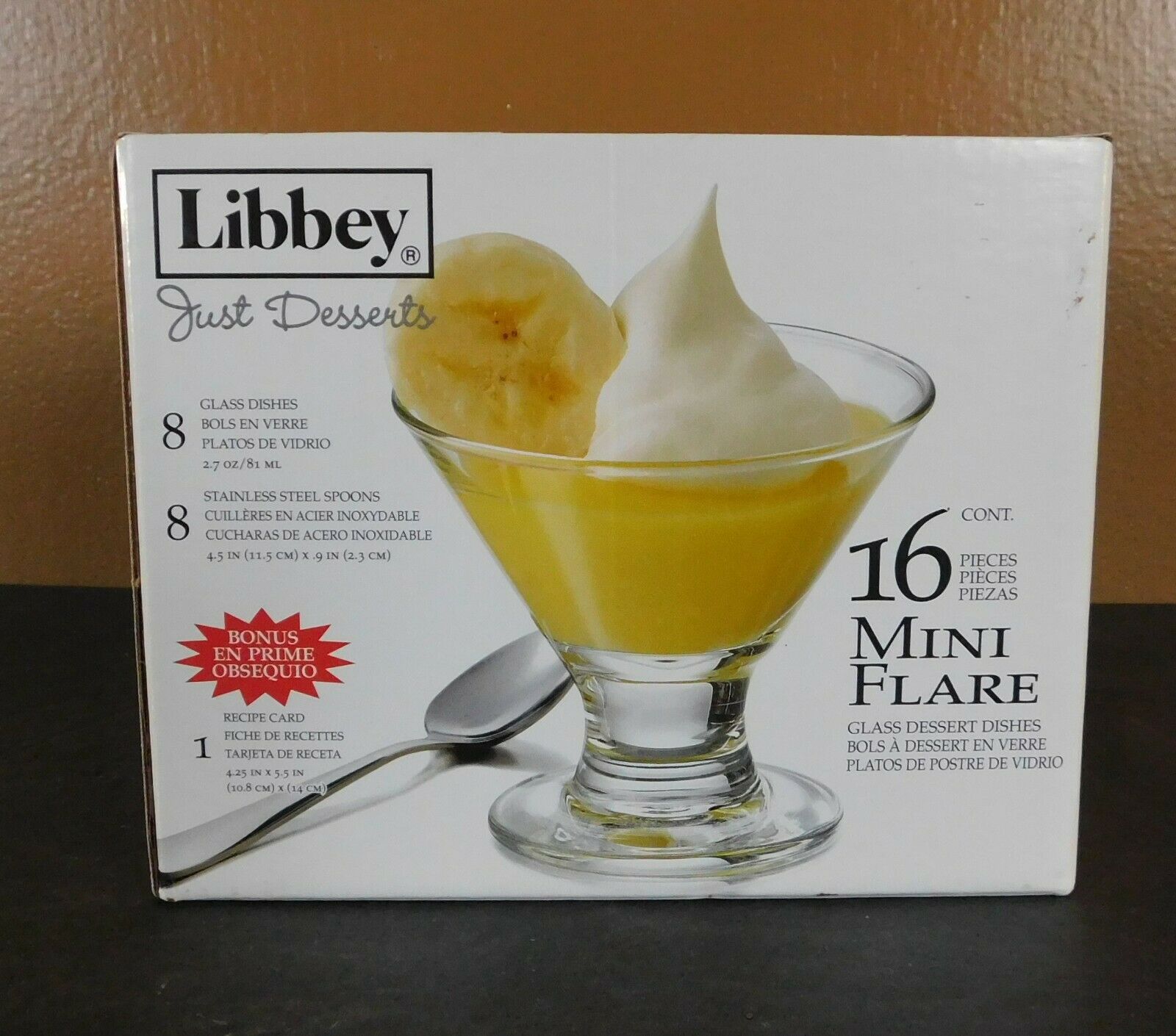 Libbey Just Desserts 16 Piece Mini Flare Glass Bowl Set 8 Flares 8 Spoons