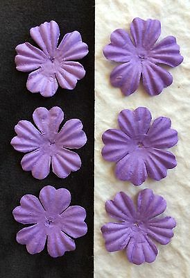 20 Purple Handmade Mulberry Paper Flowers petals wedding Violet embellishment 1