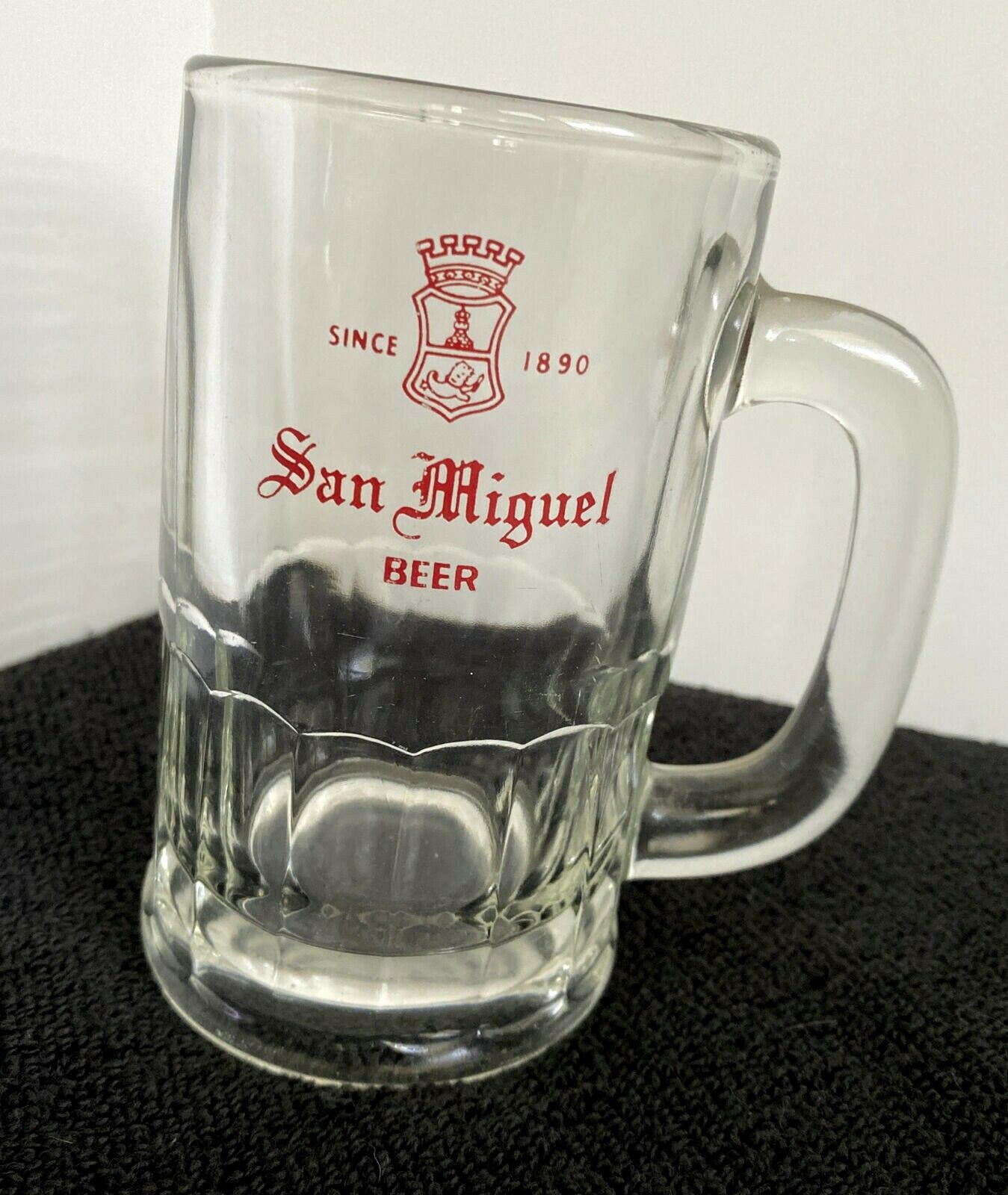 San Miguel Beer Vintage Clear Drink Glass Beer Mug Cup Stein Barware Lager Rare!