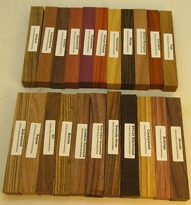 22 Different Exotic Wood Pen Blanks ¾”x5” Cocobolo, Zebrawood, Bocote M-22