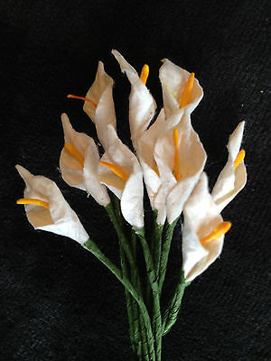 10 White Calla Lilies Handmade Mulberry Paper Flowers Lily Wedding Easter Spring