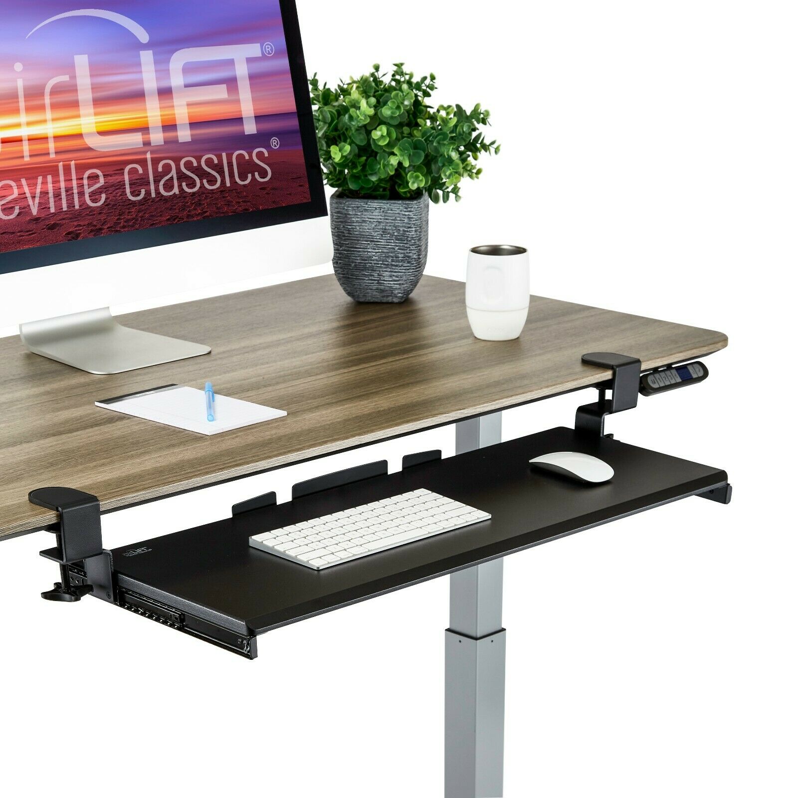 Seville Classics Airlift Clamp-on Keyboard Tray 31.5" W X 11" D Extra Large