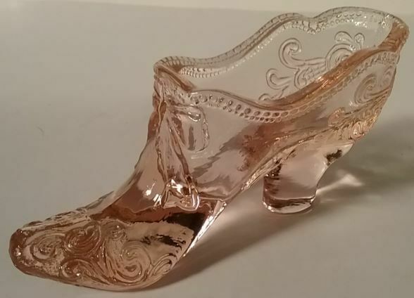 Pink Mosser Glass Shoe with Bow & Scrolls Heel Slipper Boot