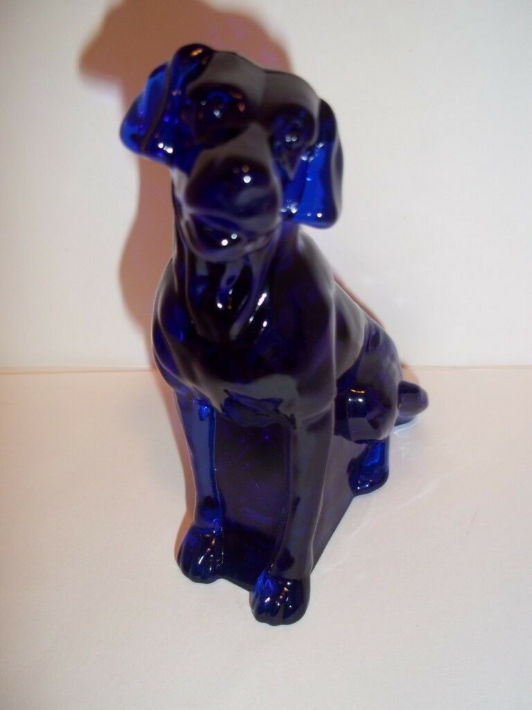 Mosser Handmade Glass Cobalt Blue Labrador Lab Dog Figurine Made In USA!