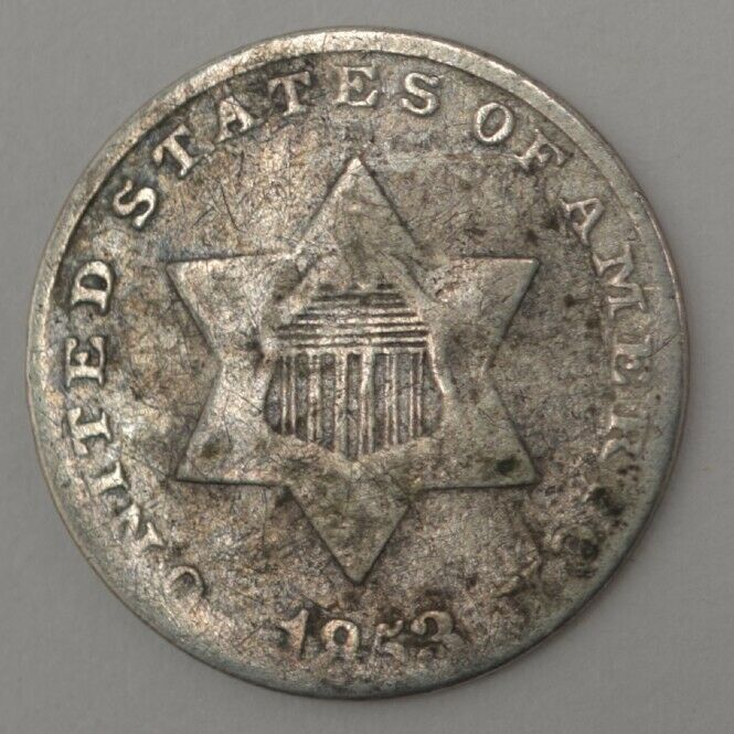 1853 U.S. 3¢ - Silver Three Cent - F