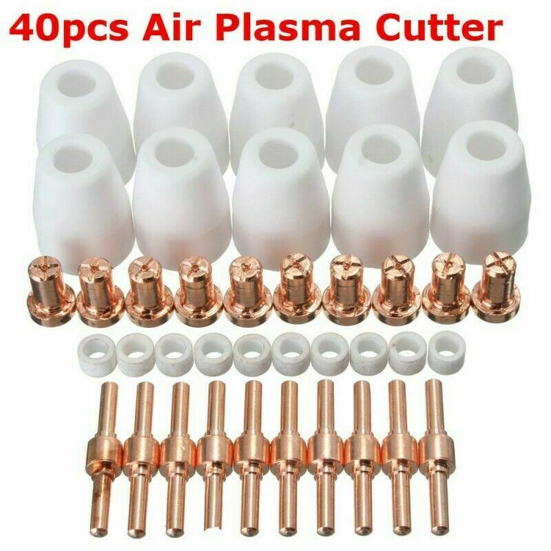 40 Pcs Air Plasma Cutter Consumables Extend Tips For PT-31 LG-40 Torch CUT-40 50