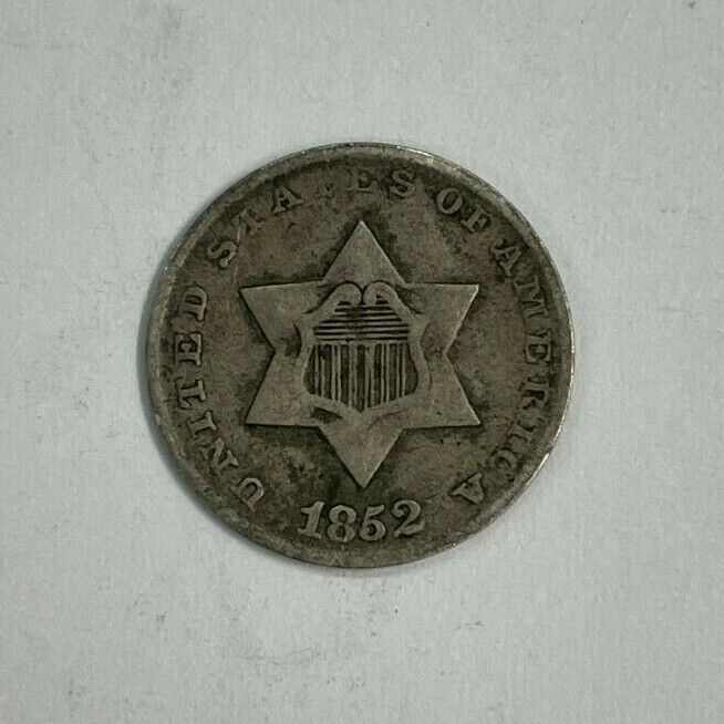 1852 Three Cent 3c Silver Very Fine Vf