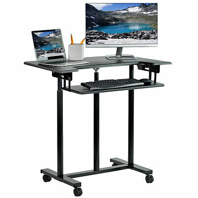 VIVO Mobile Height Adjustable Stand Up Desk Cart with Sliding Keyboard Tray