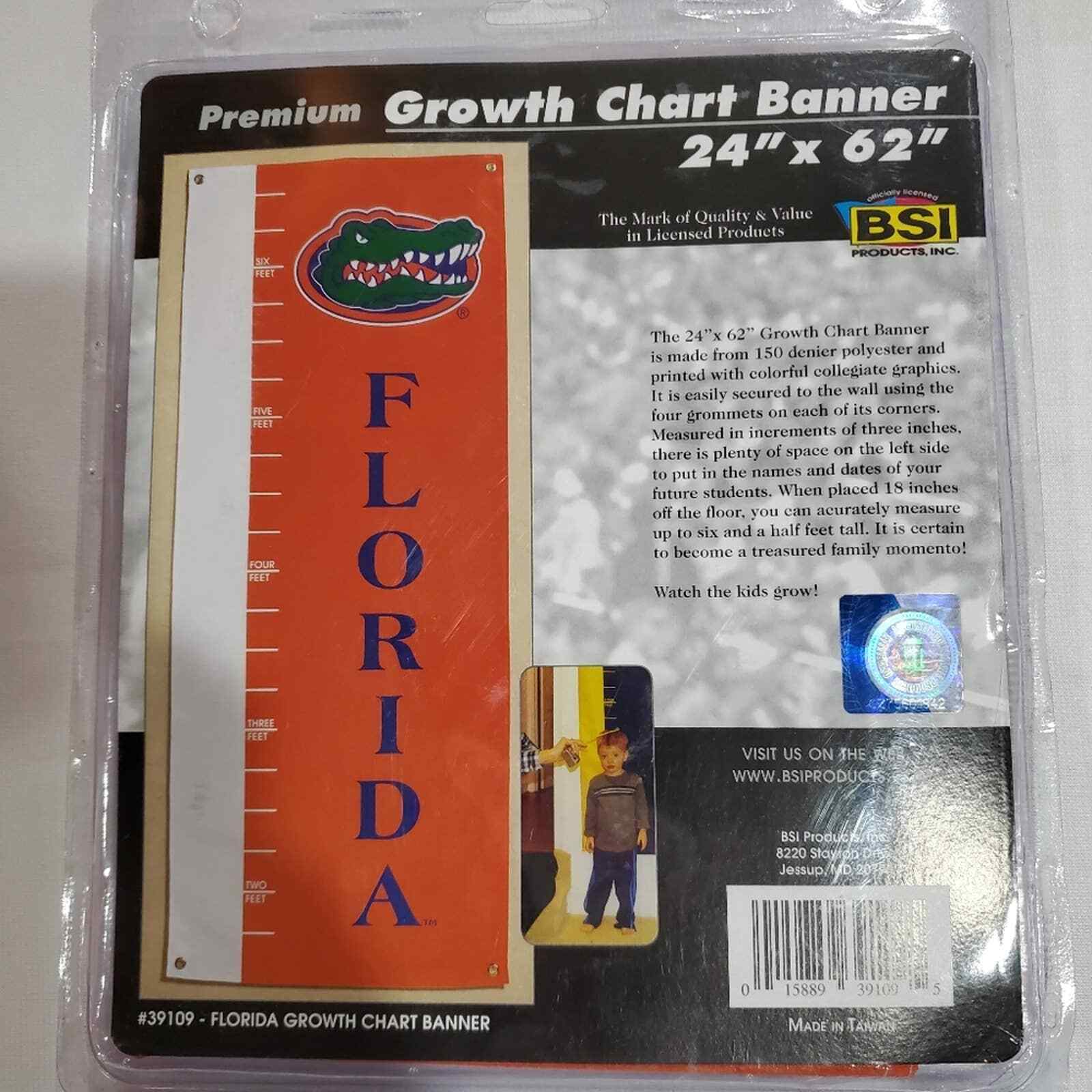 New in Box Florida Gators Growth Chart Banner 24