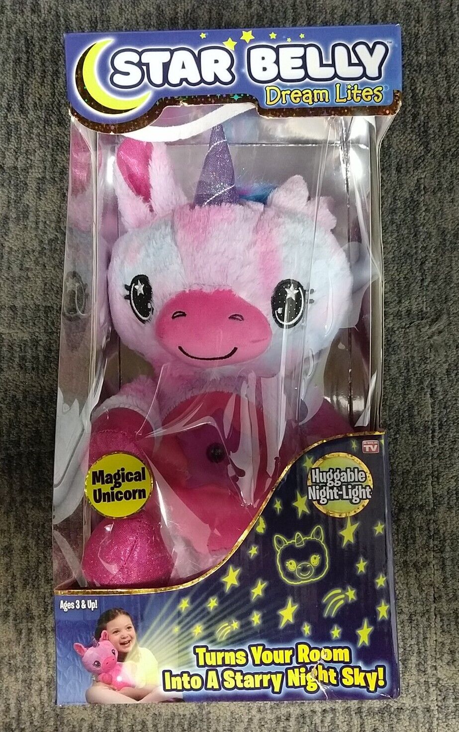 Star Belly Dream Lites Stuffed Unicorn Animal Night Light - Pink/purple New 4e
