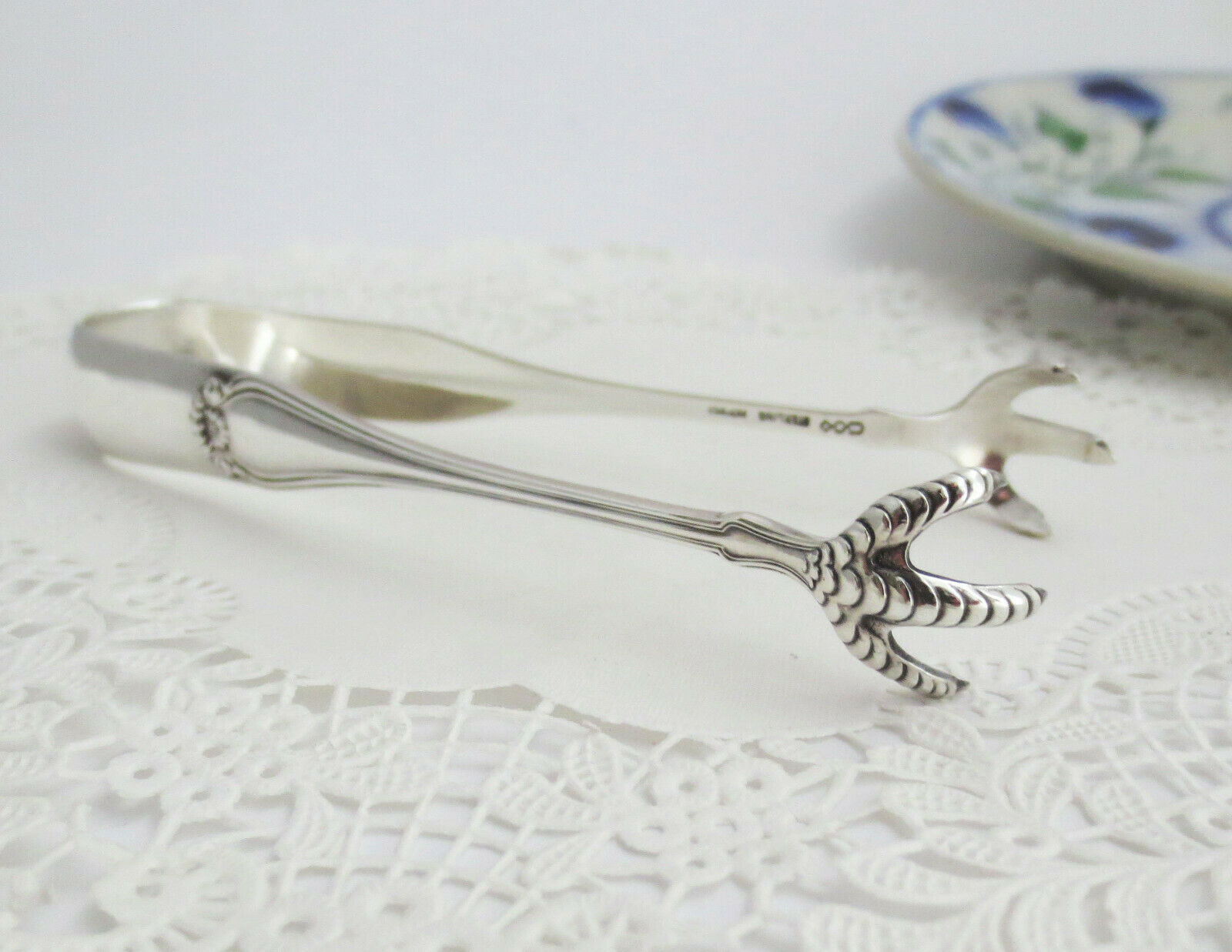 Antique 1900 Dominick & Haff CENTURY Sterling Silver Eagle Claw Sugar Tongs Nips