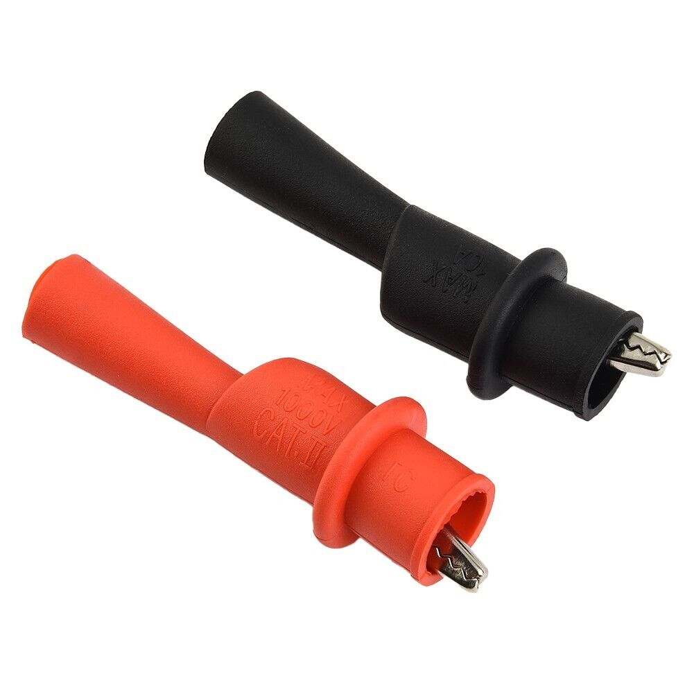 1Pair Wire Tips Test Clip-Clamp Red+Black For Multi-Meter Tester/AC DC 10A 1000V