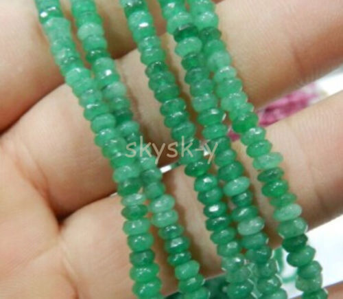 Fine! 2x4mm Faceted Natural Emerald Abacus Gems Loose Beads 15