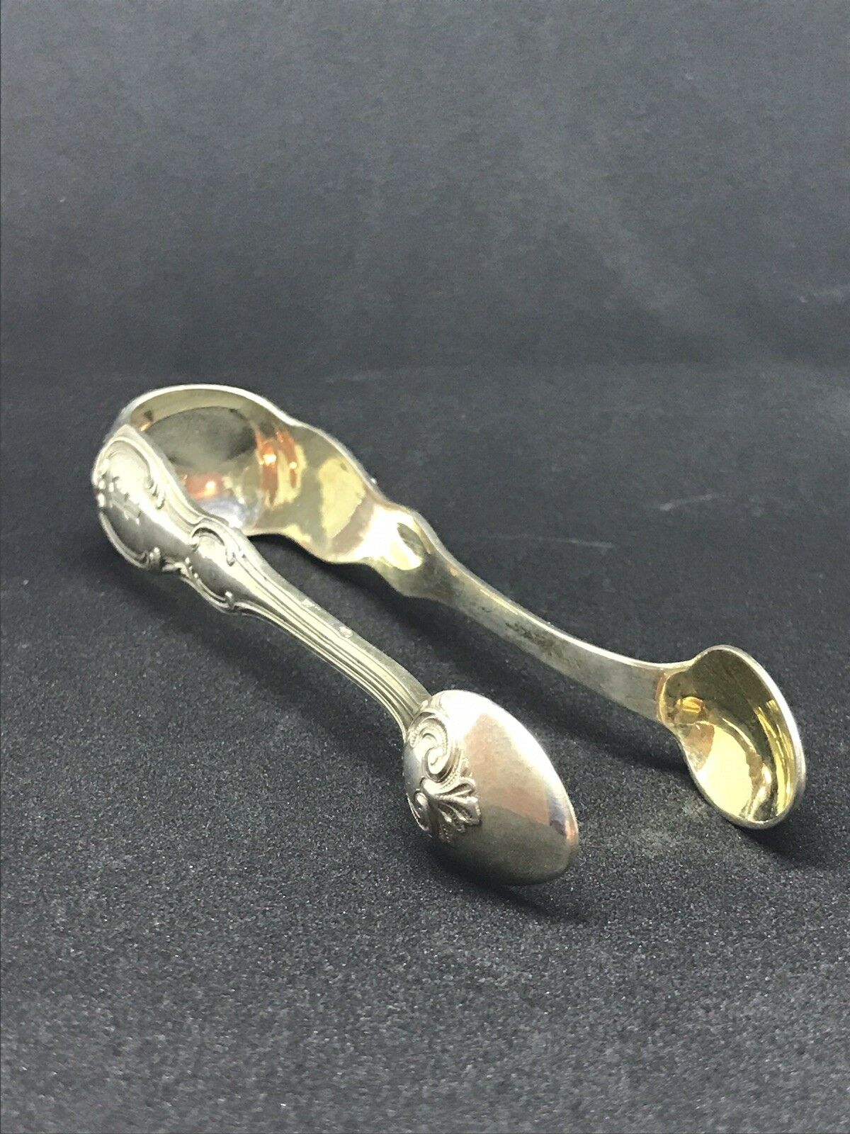 Rare Vintage Sterling Silver French Sugar Tongs Coat Of Arms .