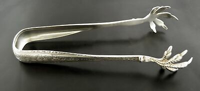 Antique 1860's Gale & Willis New York Sterling Silver Salad Serving Tongs 8.75"