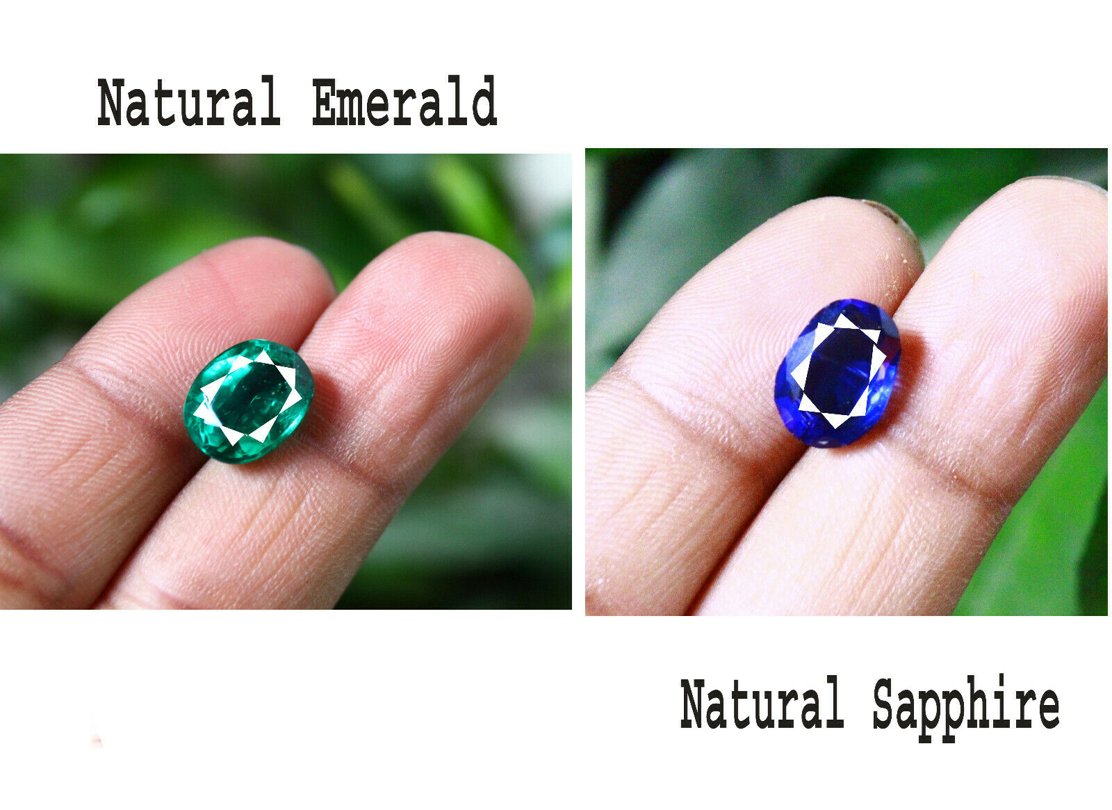 12.15ct Certified Wonderful Natural Blue Sapphire Green Emerald Gemstone Pair