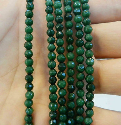 4mm Faceted Natural Green Emerald Round Gems Loose Beads 15