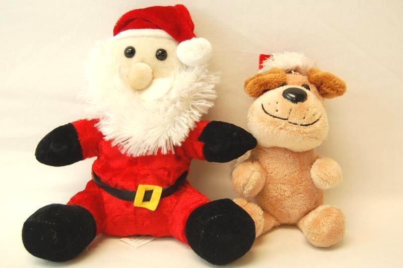 Lot of Plush Christmas Stuffed Dolls Dog Santa Soft Red Holiday