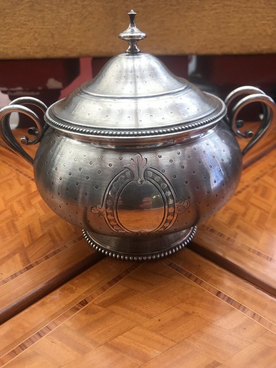 Antique French Sterling Silver Minerva Sugar Bowl Napoleon III Style 550 grams