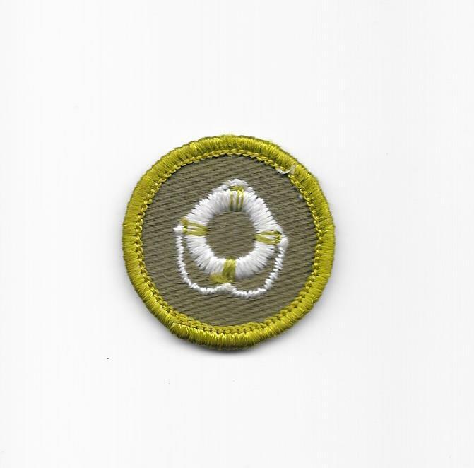 Lifesaving 1961-1968 F1 Type F Khaki Rolled Edge Merit Badge Boy Scouts Bsa