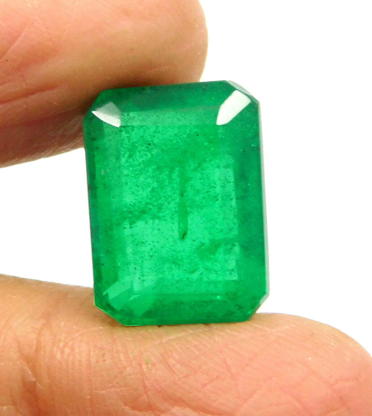 9.88 Cts. Faceted Green Emerald Simulant Loose Gemstone RM18665
