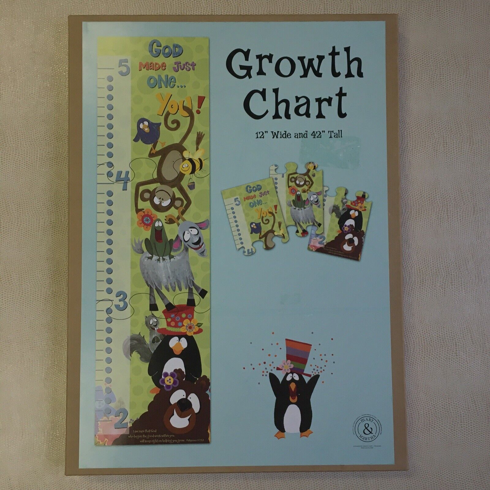 Puzzle Growth Chart 3 Pieces Mary And Martha God Made Just One You