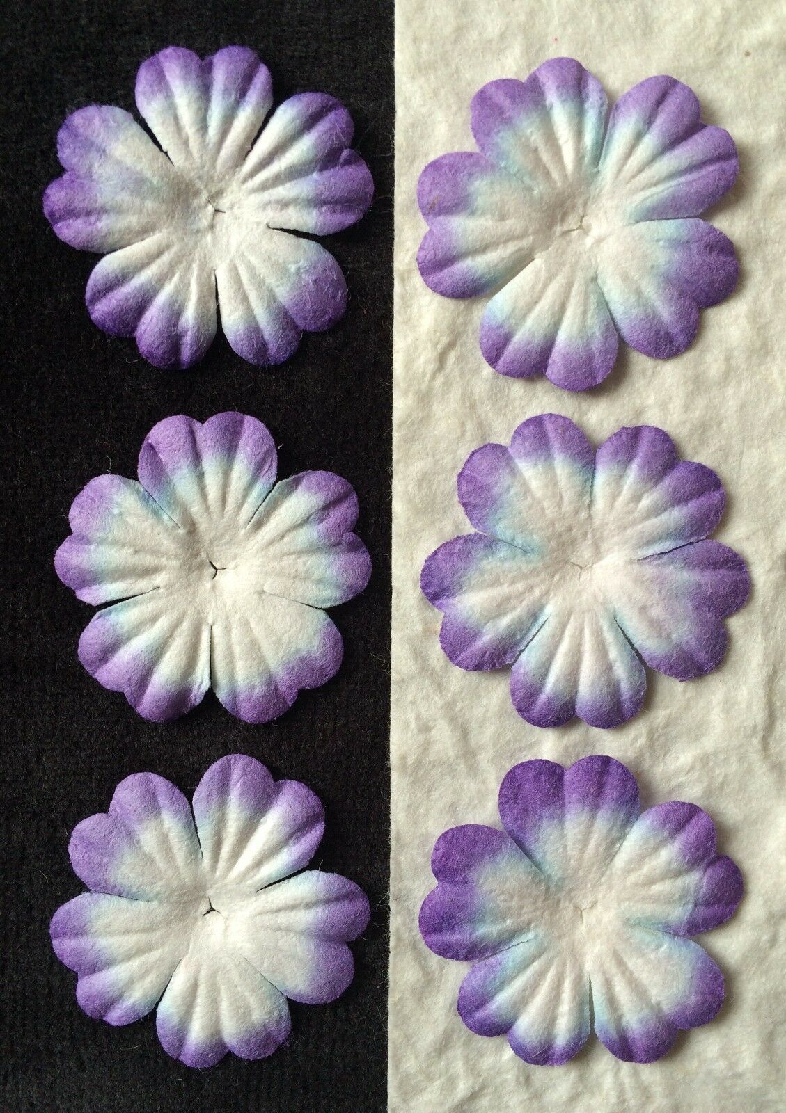 20 Purple Handmade Mulberry Paper Flowers Petals Violet Embellishments Cards 1"