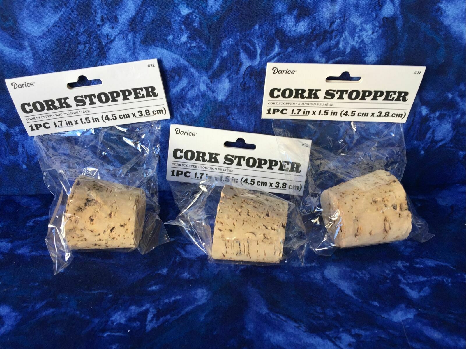 (3) Cork Collection Stopper #22 1.75"x1.5" Large New/sealed 082676432842